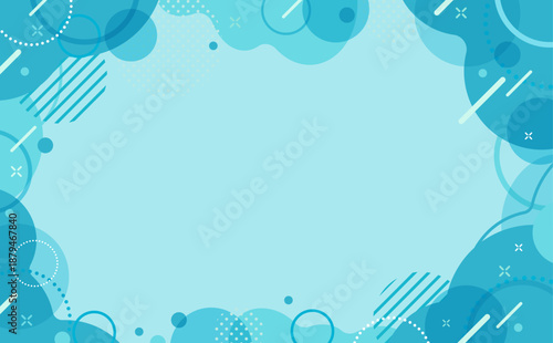 水色のポップなフレーム_横