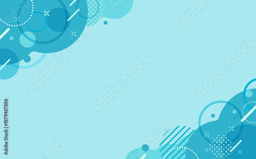 水色のポップなフレーム_斜め_横