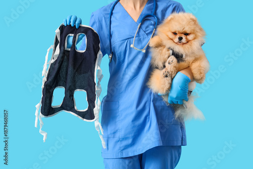 Female veterinarian with re...