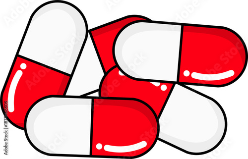 Red and White Medicine Capsules