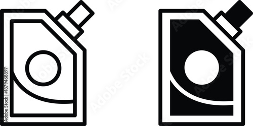 Doy pack package Icon, stand up spout pouch food packaging symbol, Refillable foil sauce or ketchup bag container vector Illustration.