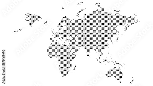 Dotted Map of Asia Continent - Minimalist Black Halftone Grid Vector Silhouette Isolated on White