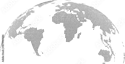 Quadro em tela Abstract Dotted World Map with Curved Horizon and Perspective - Minimalist Halft