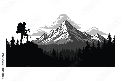silhouette of a man in the mountains