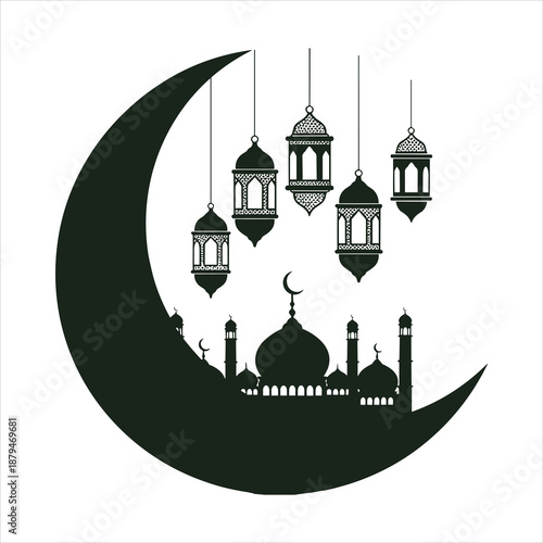 silhouette of mosque in the night