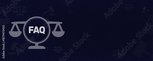 Legal FAQ Frequently Asked Questions about Law and Justice Consultation Concept Background with FAQ Icon Scales of Justice Vektor Copy Space Information and Support Service Design