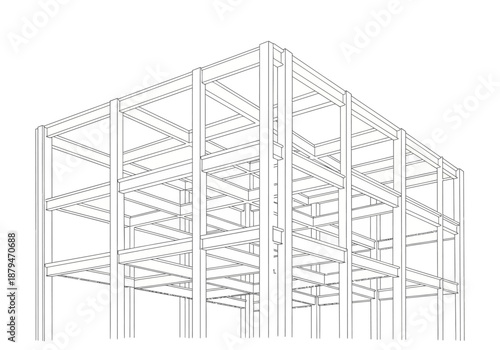 Steel Frame Construction Outline: Building Structure Illustration