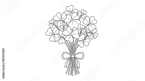 Bouquet of Flowers with Bow Isolated on White Background