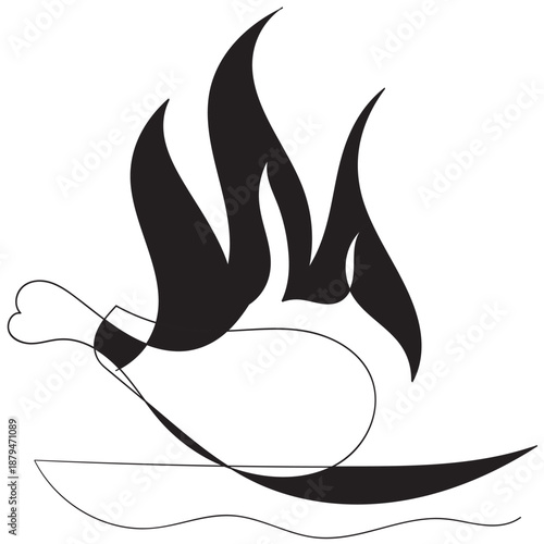 Continuous line drawing of hot spicy and crispy fried chicken fast food store logo vector illustration