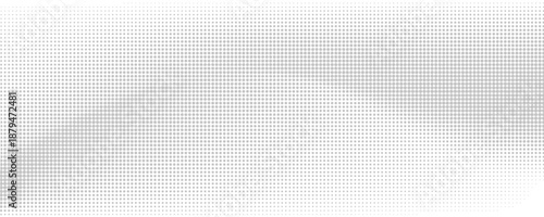 Grunge halftone background. Fading gritty noise gradient texture. Black and white sand wallpaper. Anime or manga comic style overlay. Wide retro pixelated backdrop. Vector long halftone grit print