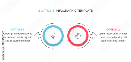 Infographic template with two options arranged side by side, comparison infographics, business data visualization