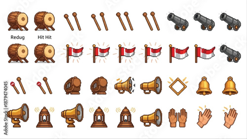 Collection of Medieval Weapons and Shields.