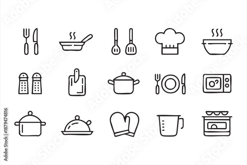 UI Kitchen Cooking Icons for Food Apps, Restaurant Menus, Culinary Dashboards