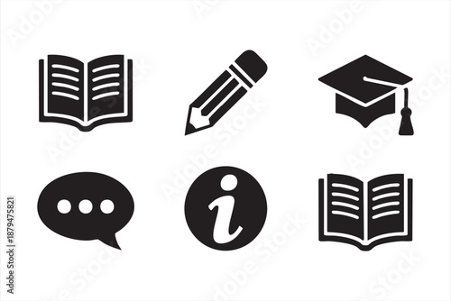 Education Learning Icons for E-Learning Platforms, Academic Apps, Dashboards