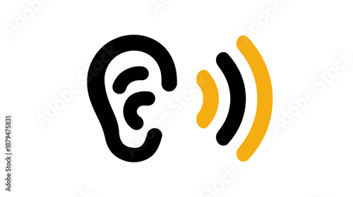 Stylized illustration of an ear with sound wave symbols, graphic for audio-related concepts