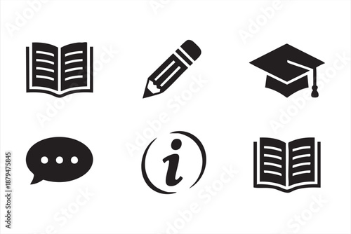 Academic Education Icons for Student Apps and Knowledge Platforms