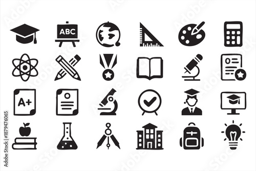 Academic Learning Icons for Educational Software and Dashboards