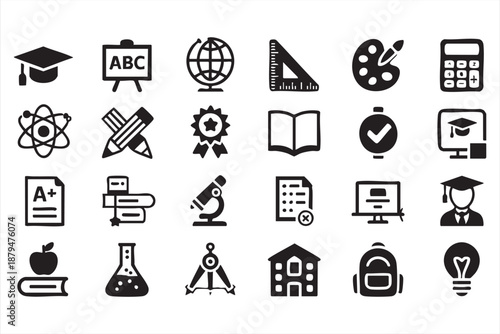 Education and School Line Icons for E-Learning Platforms and Academic UI