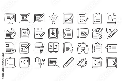 Document and Writing Line Icons for Productivity, Workflow, and Office Systems
