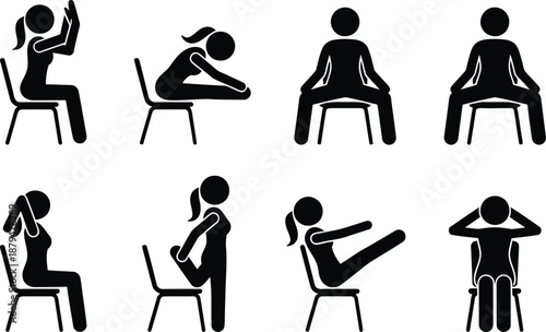 A comprehensive guide to various chair exercises and stretches for maintaining fitness and flexibility