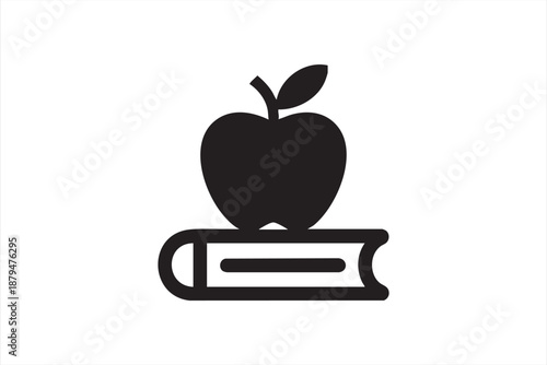 School Learning Icon with Apple and Book for Education Platforms