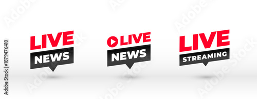 live streaming or news badge sign in collection