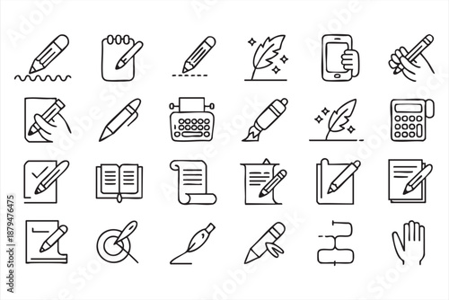 Document and Note Icons for Content Creation and Office Interfaces