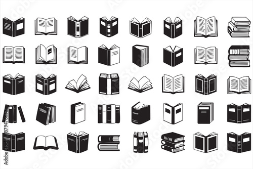 Book and Library Line Icons for Education Platforms and Digital Libraries