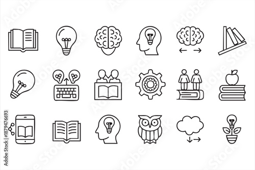 Education and Learning Line Icons for E-Learning Platforms and Academic Dashboards