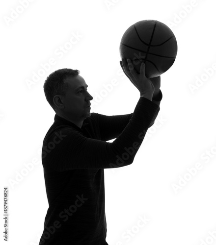 Silhouette of mature basket...