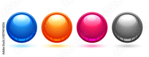 isolated 3d glossy ball buttons on white background
