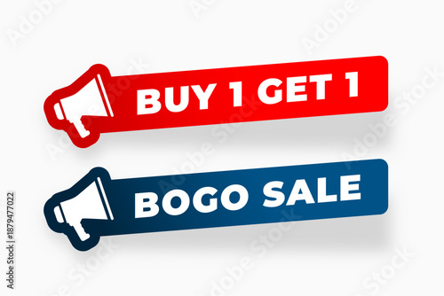 buy 1 get 1 free discount offer template with megaphone design