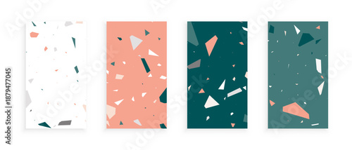 classic style terrazzo stone piece pattern banner in set