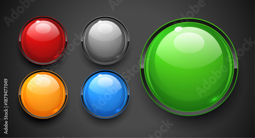 pack of glossy circular buttons for web interface design