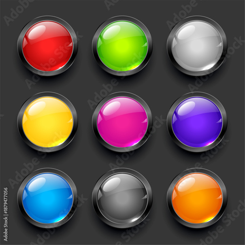 collection of round glossy badge buttons in various colors Free Download collection of round glossy badge buttons in various colors - GFXLoad
