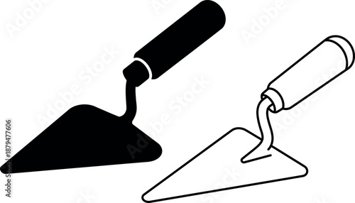 Trowel Icons Set in Black Silhouette