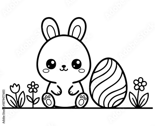 Happy Easter! Black and white coloring pages for teens, adults, and kids featuring Easter elements.