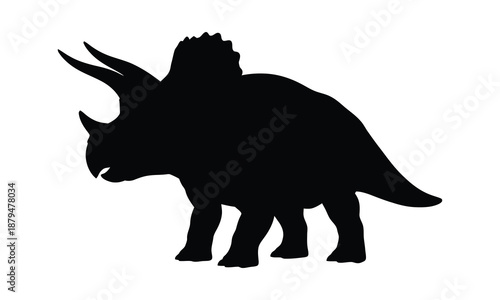Black silhouette of a Triceratops dinosaur, vector illustration