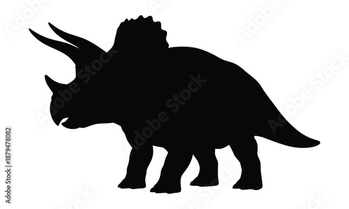 Black silhouette of a Triceratops dinosaur on a white background.