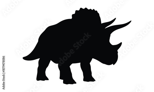 Black silhouette of a Triceratops dinosaur on a white background.