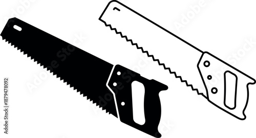 Hand Saw Icons Set in Black Silhouette