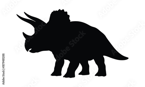 Black silhouette of a Triceratops dinosaur on white background.