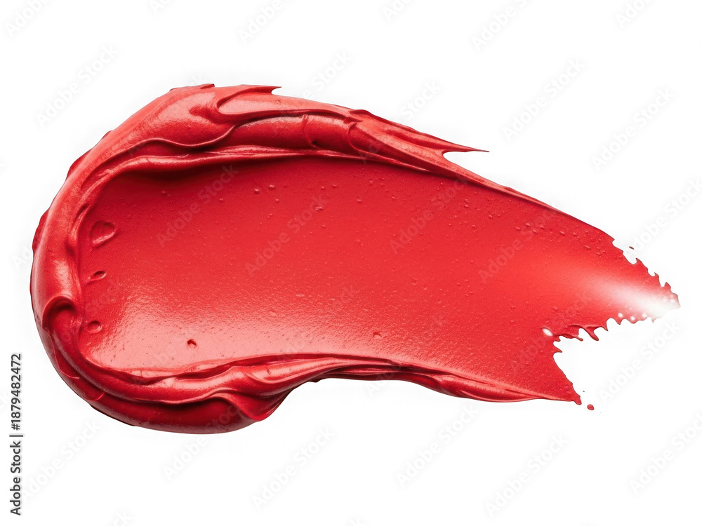 Fototapeta premium Vibrant red lipstick swatch isolated on transparent background