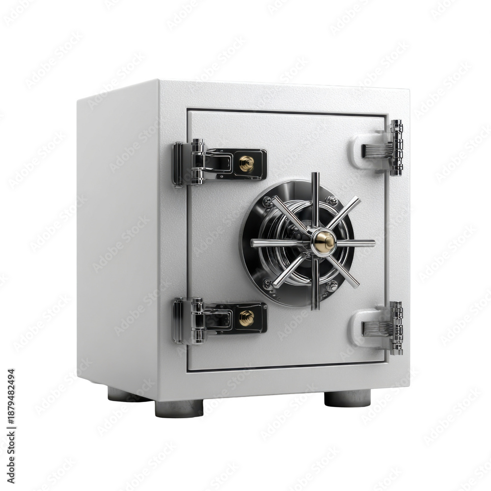 Fototapeta premium Financial Fortress: A robust, steel safe stands as a symbol of security and protection, offering a secure vault for safeguarding valuables.