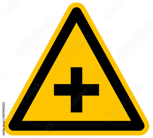 Cartel de advertencia con símbolo de cruz negra señal de precaución de peligro icono de seguridad ilustración vectorial
