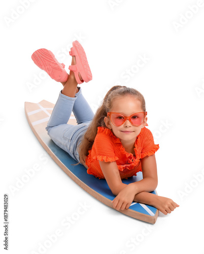 Little girl with surfboard ...
