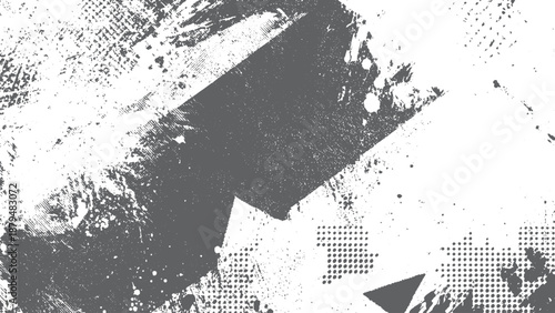 Monochrome grunge background with mild textured halftone effect for design. Black isolated on white halftone grunge texture vector overlay. 