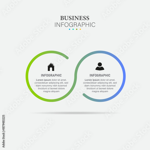 Vector infographic design UI template colorful gradient 2 number labels and icons