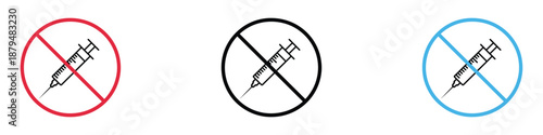 No injection sign icon vector. syringe prohibition symbol. vector illustration.