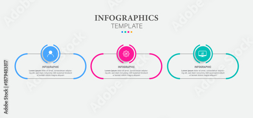 Vector Infographic long circle label, infographic with number 3 options processes